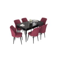 Комплект для столовой Hanah Home Nef Black Marble Burgundy фото №2 — интернет-магазин Desire.md