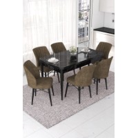 Комплект для столовой Hanah Home Nef Black Marble Brown