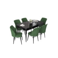 Комплект для столовой Hanah Home Nef Black Marble Khaki фото №2 — интернет-магазин Desire.md