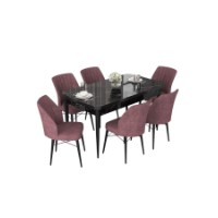 Комплект для столовой Hanah Home Nef Black Marble Dusty Rose фото №2 — интернет-магазин Desire.md
