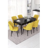 Комплект для столовой Hanah Home Nef Black Marble Mustard