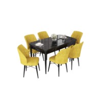 Комплект для столовой Hanah Home Nef Black Marble Mustard фото №2 — интернет-магазин Desire.md