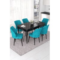 Комплект для столовой Hanah Home Nef Black Marble Turquoise