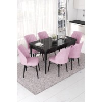 Комплект для столовой Hanah Home Nef Black Marble Pink