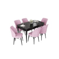 Комплект для столовой Hanah Home Nef Black Marble Pink фото №2 — интернет-магазин Desire.md
