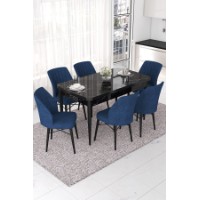 Комплект для столовой Hanah Home Nef Black Marble Navy Blue