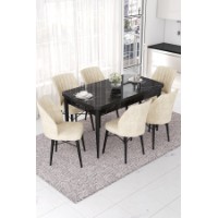 Комплект для столовой Hanah Home Nef Black Marble Cream
