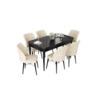 Комплект для столовой Hanah Home Nef Black Marble Cream фото №2 — интернет-магазин Desire.md