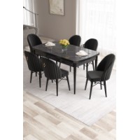 Комплект для столовой Hanah Home Roz Black Marble Black