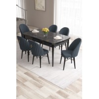 Комплект для столовой Hanah Home Roz Black Marble Anthracite