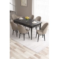Комплект для столовой Hanah Home Roz Black Marble Cappuccino