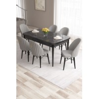 Комплект для столовой Hanah Home Roz Black Marble Grey