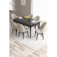 Set mobilă pentru bucătărie Hanah Home Roz Black Marble Cream