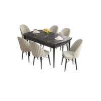 Set mobilă pentru bucătărie Hanah Home Roz Black Marble Cream imaginea #2 — magazin online Desire.md