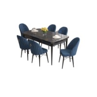 Комплект для столовой Hanah Home Roz Black Marble Navy Blue фото №2 — интернет-магазин Desire.md