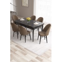Комплект для столовой Hanah Home Roz Black Marble Brown