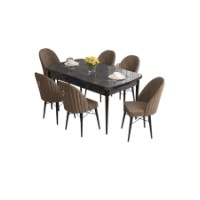 Комплект для столовой Hanah Home Roz Black Marble Brown фото №2 — интернет-магазин Desire.md