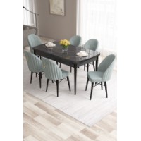 Комплект для столовой Hanah Home Roz Black Marble Sea Green