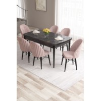 Комплект для столовой Hanah Home Roz Black Marble Pink