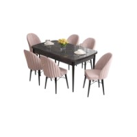 Комплект для столовой Hanah Home Roz Black Marble Pink фото №2 — интернет-магазин Desire.md