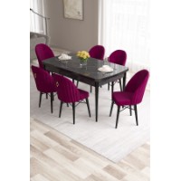 Комплект для столовой Hanah Home Roz Black Marble Damson