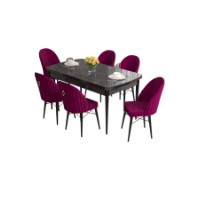 Комплект для столовой Hanah Home Roz Black Marble Damson фото №2 — интернет-магазин Desire.md