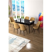 Комплект для столовой Hanah Home Zen Black Marble Cappuccino