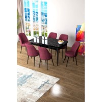 Комплект для столовой Hanah Home Zen Black Marble Burgundy