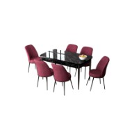 Комплект для столовой Hanah Home Zen Black Marble Burgundy фото №2 — интернет-магазин Desire.md