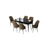 Комплект для столовой Hanah Home Zen Black Marble Brown фото №2 — интернет-магазин Desire.md