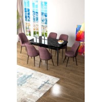 Комплект для столовой Hanah Home Zen Black Marble Dusty Rose