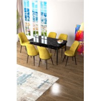 Комплект для столовой Hanah Home Zen Black Marble Mustard