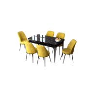 Комплект для столовой Hanah Home Zen Black Marble Mustard фото №2 — интернет-магазин Desire.md