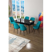 Комплект для столовой Hanah Home Zen Black Marble Turquoise