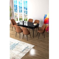 Комплект для столовой Hanah Home Zen Black Marble Tile Red