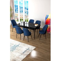 Комплект для столовой Hanah Home Zen Black Marble Navy Blue