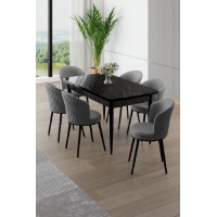 Комплект для столовой Hanah Home Asfel Black Marble Grey