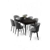 Комплект для столовой Hanah Home Asfel Black Marble Grey фото №2 — интернет-магазин Desire.md