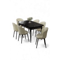 Комплект для столовой Hanah Home Asfel Black Marble Cream фото №2 — интернет-магазин Desire.md