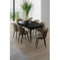 Set mobilă pentru bucătărie Hanah Home Asfel Black Marble Cappuccino