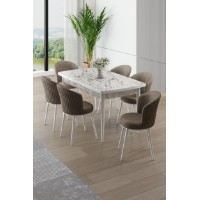 Комплект для столовой Hanah Home Asfel White Marble Cappuccino