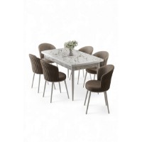 Комплект для столовой Hanah Home Asfel White Marble Cappuccino фото №2 — интернет-магазин Desire.md