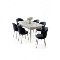 Комплект для столовой Hanah Home Asfel White Marble Anthracite фото №2 — интернет-магазин Desire.md