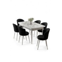 Комплект для столовой Hanah Home Asfel White Marble Black фото №2 — интернет-магазин Desire.md