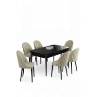 Комплект для столовой Hanah Home Enya Black Marble Cream фото №2 — интернет-магазин Desire.md