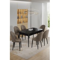 Комплект для столовой Hanah Home Enya Black Marble Cappuccino