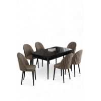 Комплект для столовой Hanah Home Enya Black Marble Cappuccino фото №2 — интернет-магазин Desire.md