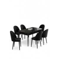 Комплект для столовой Hanah Home Enya Black Marble Black фото №2 — интернет-магазин Desire.md