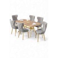 Комплект для столовой Hanah Home Esla Oak Gold Grey фото №2 — интернет-магазин Desire.md