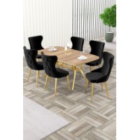 Комплект для столовой Hanah Home Esla Oak Gold Black
